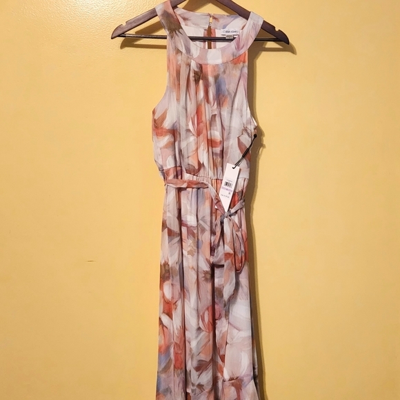 Calvin Klein women's floral print dress. sleeveless wrap around neck. Size 6. - Picture 1 of 1